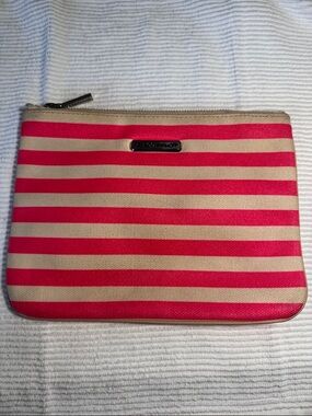 Rebecca Minkoff hot pink & cream striped pouch